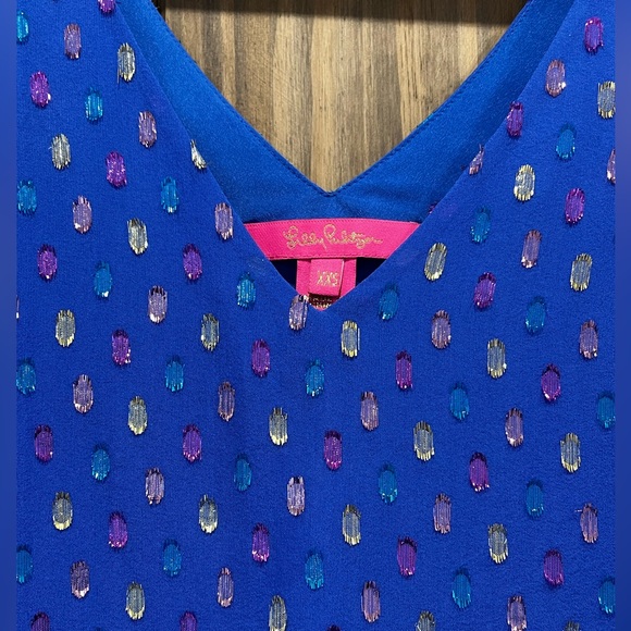 Lilly Pulitzer Florin Silk V-Neck XXS EUC - Picture 2 of 3